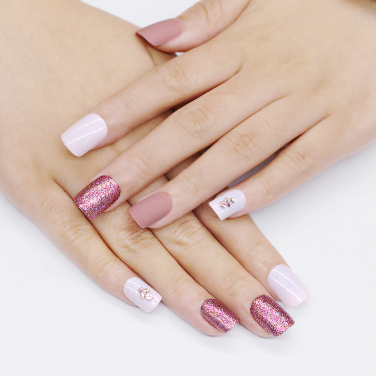 Matte metallic nude nails-0